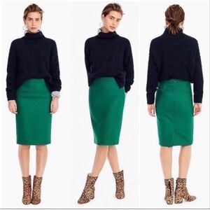 J Crew Skirt Women 0 Green Wool NO. 2 Pencil Ladies Lined Classic Fall Autumn